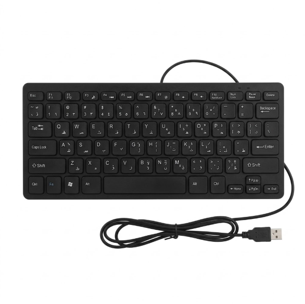Draadloos zwart USB toetsenbord met compacte indeling voor optimale gebruikservaring. Perfect voor thuis of kantoor.