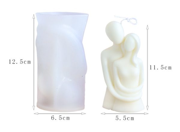 Siliconen mal voor kaarsen in de vorm van omarmend koppel, 12,5 cm en 11,5 cm hoog. Geschikt voor DIY-projecten.