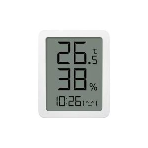 Digitale thermometer en hygrometer met temperatuur van 26,5°C, luchtvochtigheid 38%, en tijdsaanduiding 10:26.