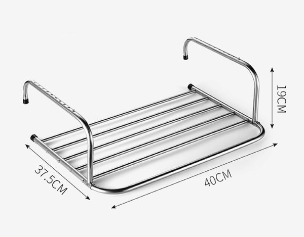 Metalen plank 40x37.5cm, hoogte 19cm, ideaal voor keukenorganisatie en opbergruimte.
