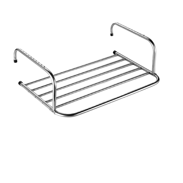 Metalen uittrekbaar keukenkast-organizer voor extra opbergruimte en efficiënt gebruik van ruimte in de kast.