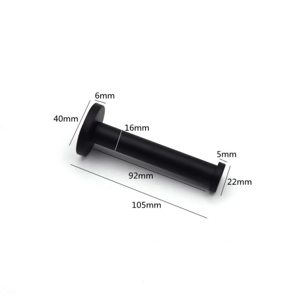 Zwarte deurstopper met afmetingen 105mm x 40mm, wandmontage. Geschikt voor bescherming tegen deur beschadigingen.