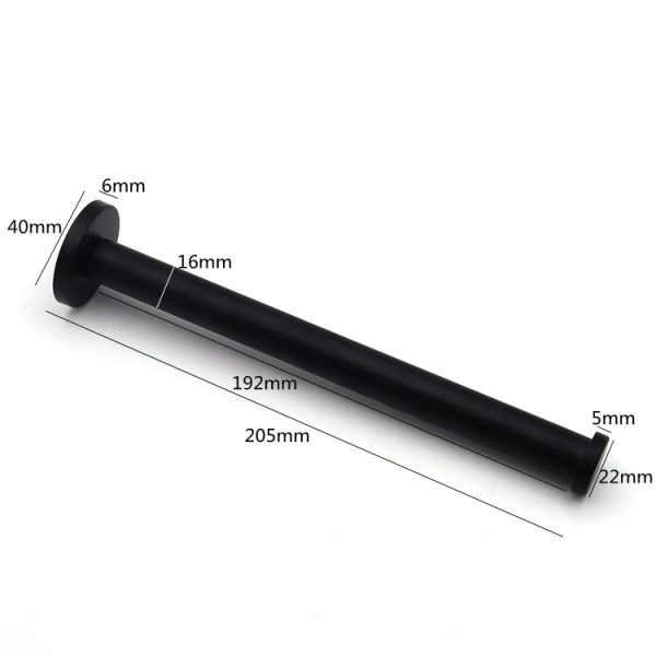 Zwarte wandsteun van 205 mm met specificaties, ideaal voor moderne interieurs.