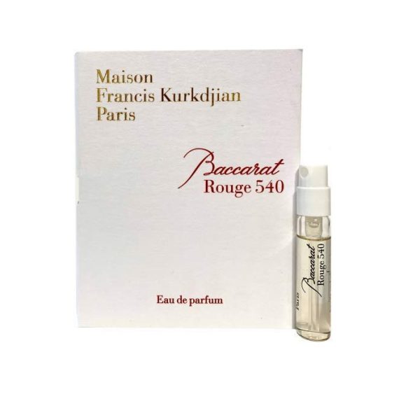 Maison Francis Kurkdjian Baccarat Rouge 540 parfumsample en verpakking, luxe geur uit Parijs.