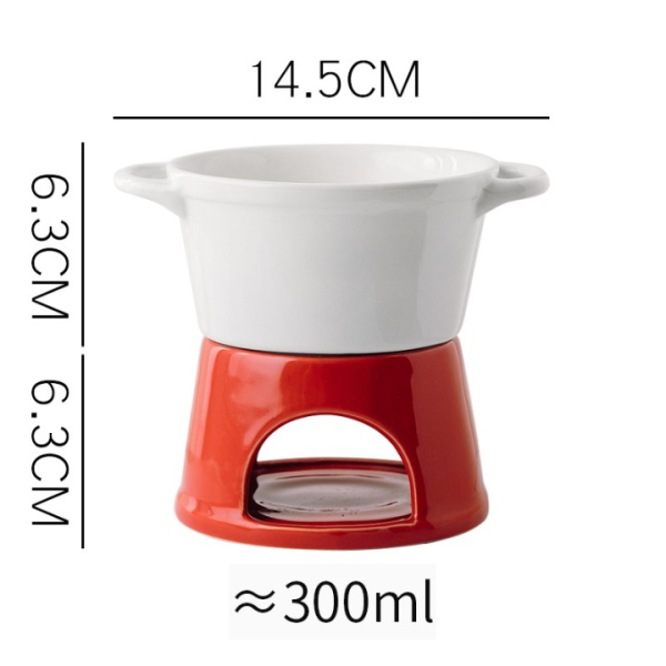 Fonduepan 300ml 14.5cm rood-wit, ideaal voor gezellige avonden met vrienden. Perfecte maat voor heerlijke dips.