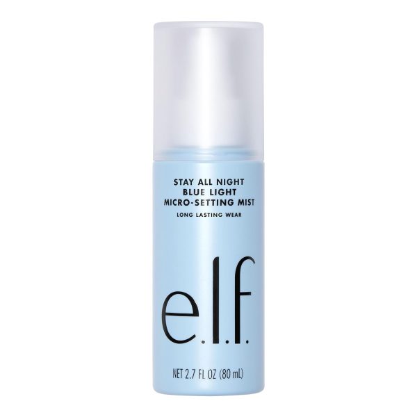 e.l.f. Stay All Night Blue Light Micro-Setting Mist, make-up setting spray voor langdurige houdbaarheid.
