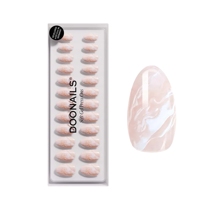 Set van 24 marmer effect kunstnagels, Doonails, soft gel press-ons, elegante uitstraling, eenvoudig aan te brengen.