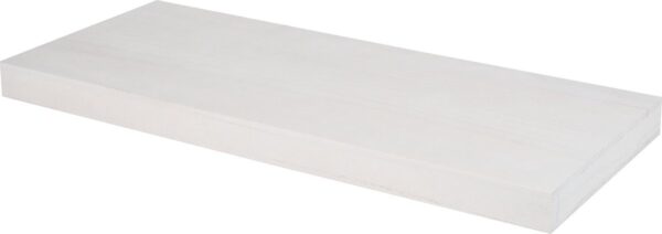 Wit houten wandplank, perfect voor minimalistische inrichting en stijlvolle opbergruimte aan de muur.