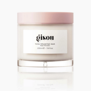 Gisou honing haarmasker in roze pot, 230ml, voor voeding en glans. Geschikt voor alle haartypes.