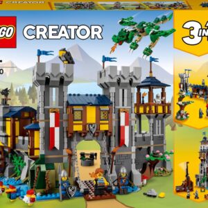 LEGO Creator 3-in-1 middeleeuws kasteel set 31120 met draak, ridders en bouwopties. Geschikt voor kinderen vanaf 9 jaar.