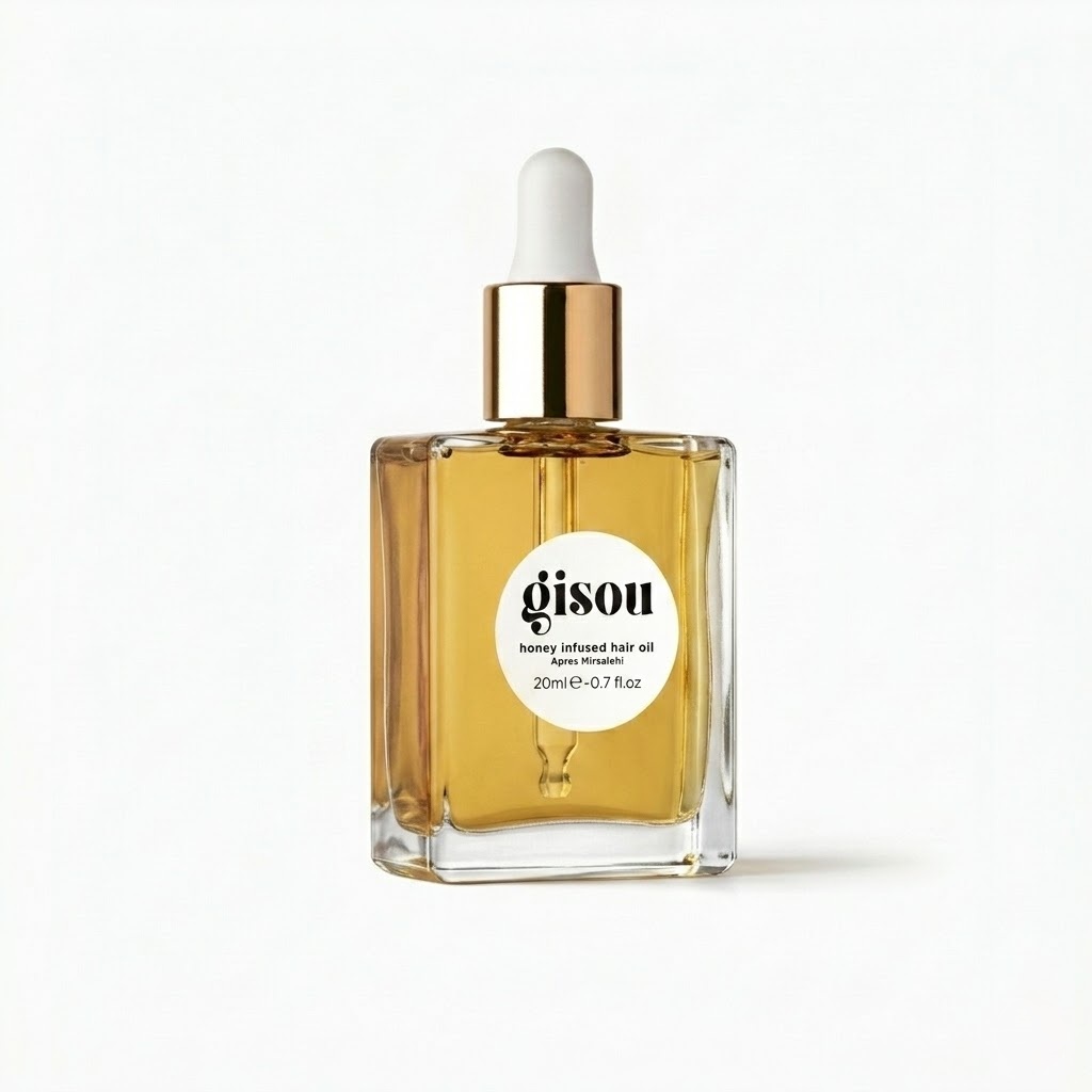 Gisou honing-geïnfuseerde haarolie in een stijlvolle fles van 20 ml voor glanzend en gezond haar.