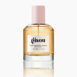 Gisou honing-geïnfuseerde haarspray in een 50ml fles met roze dop, luxe haarverzorging.
