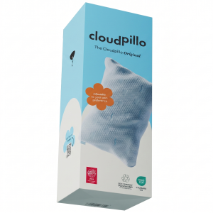 Cloudpillo Original kussen in duurzame verpakking, aanpasbaar voor optimaal slaapcomfort.