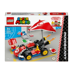 LEGO Super Mario kart set met interactieve functies voor kinderen vanaf 7 jaar, 174 stuks. Perfect voor Mario Kart fans.