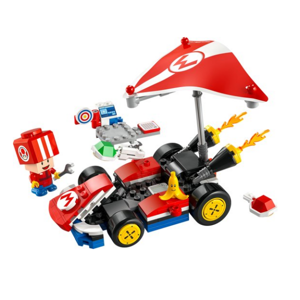 LEGO Mario Kart bouwset met figuren en accessoires voor creatief spelplezier.