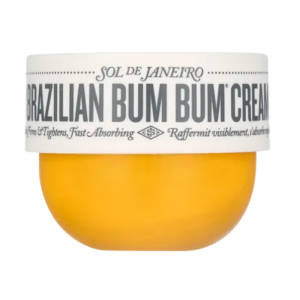 Oranje potje Sol de Janeiro Brazilian Bum Bum Cream, verstevigt en hydrateert de huid. Populaire lichaamsverzorgingscrème.