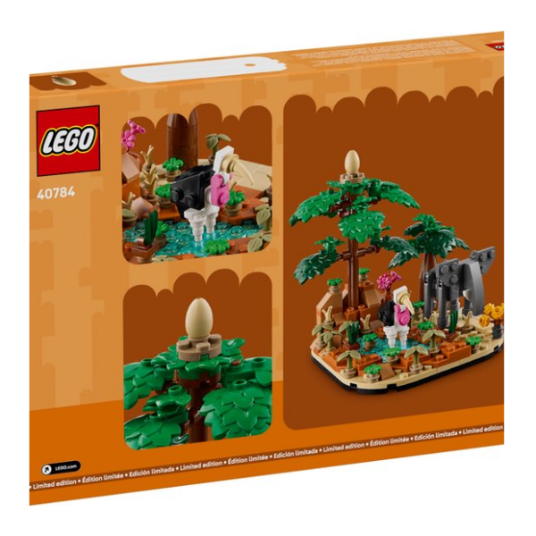 LEGO 40784 set met dinosaurussen in jungle, decoratieve bouwplaat met planten en ei, beperkte oplage.