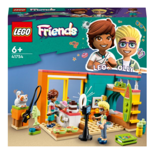 LEGO Friends speelset 41754 met personages Leo en Olly, inclusief keukenaccessoires en speelgoedtotem voor creatieve kinderen.