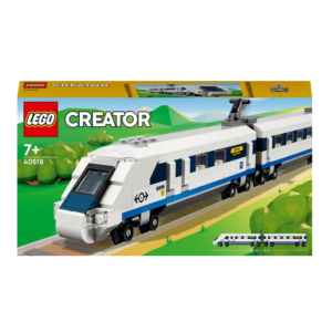 LEGO Creator 40518 treinset voor kinderen vanaf 7 jaar, afgebeeld op de doos met kleurrijke achtergrond.