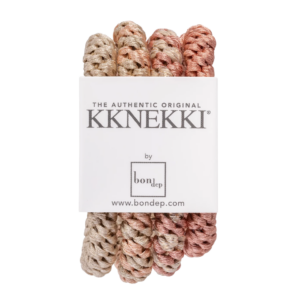 KKnekki haarelastieken set van Bon Dep in natuurlijke kleuren. Perfect voor stevig, stijlvol en comfortabel haarstyling.