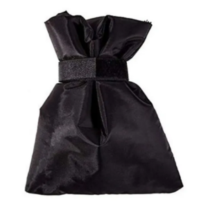 Zwarte stofzak met klittenbandsluiting, ideale bescherming voor delicate items tijdens vervoer of opslag.