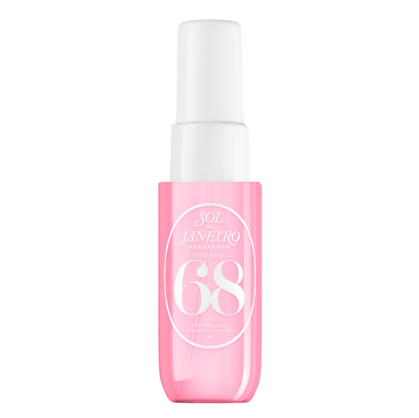 Roze fles Sol de Janeiro Cheirosa 68 parfum mist, luxe geur in moderne fles.