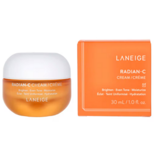 Laneige Radian-C Cream verpakking en pot: hydraterende gezichtscrème voor stralende huid, 30 ml.