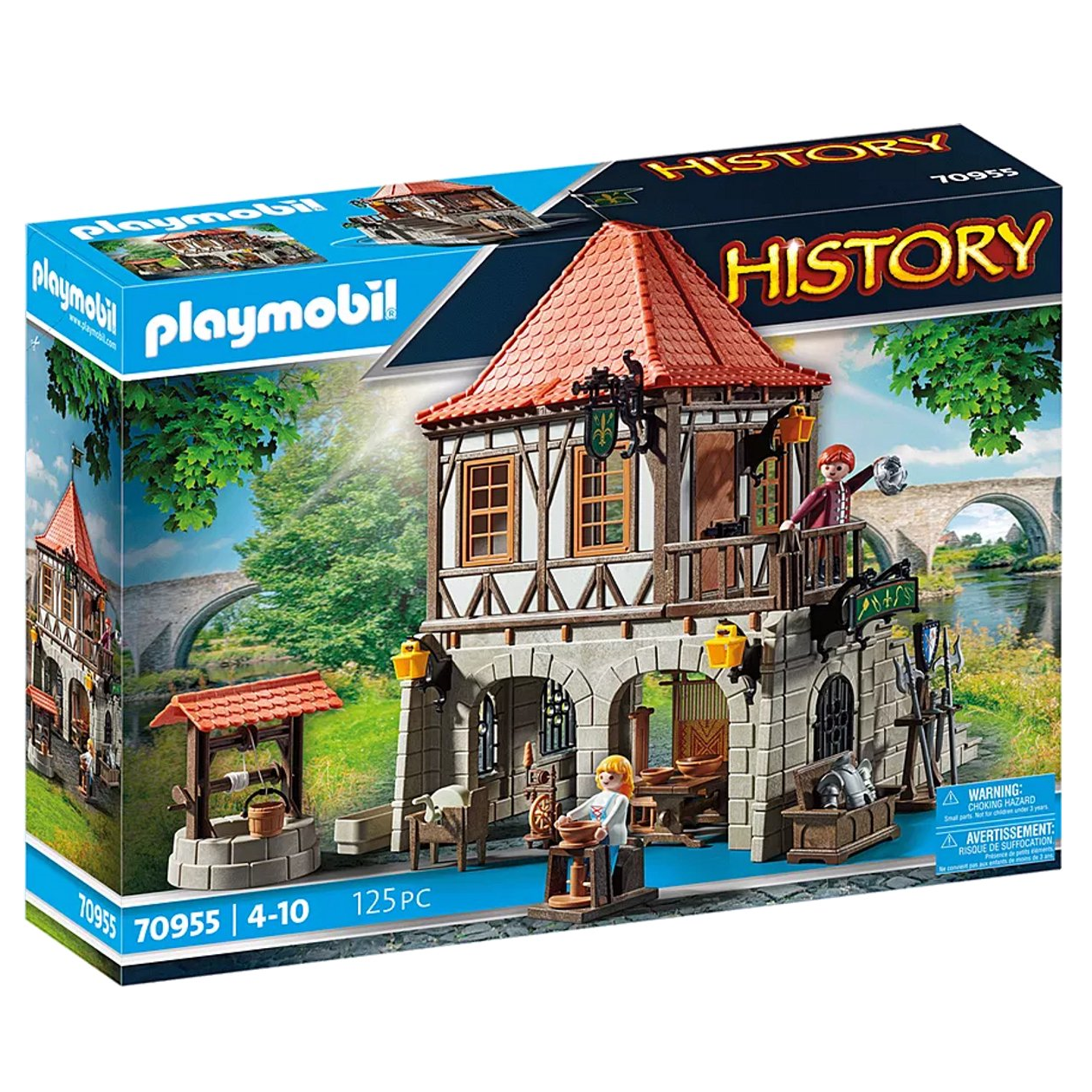 Playmobil historische herberg met figuren en accessoires, setnummer 70955, voor kinderen van 4-10 jaar, 125 stuks.