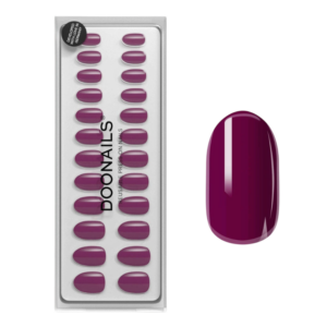 Paarse kunstnagels van Doonails in verpakking, herbruikbaar en geschikt voor professioneel gebruik.