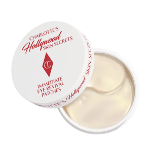 Charlotte's Hollywood Skin Secrets oogpatches in open pot voor direct vernieuwde oogopslag.