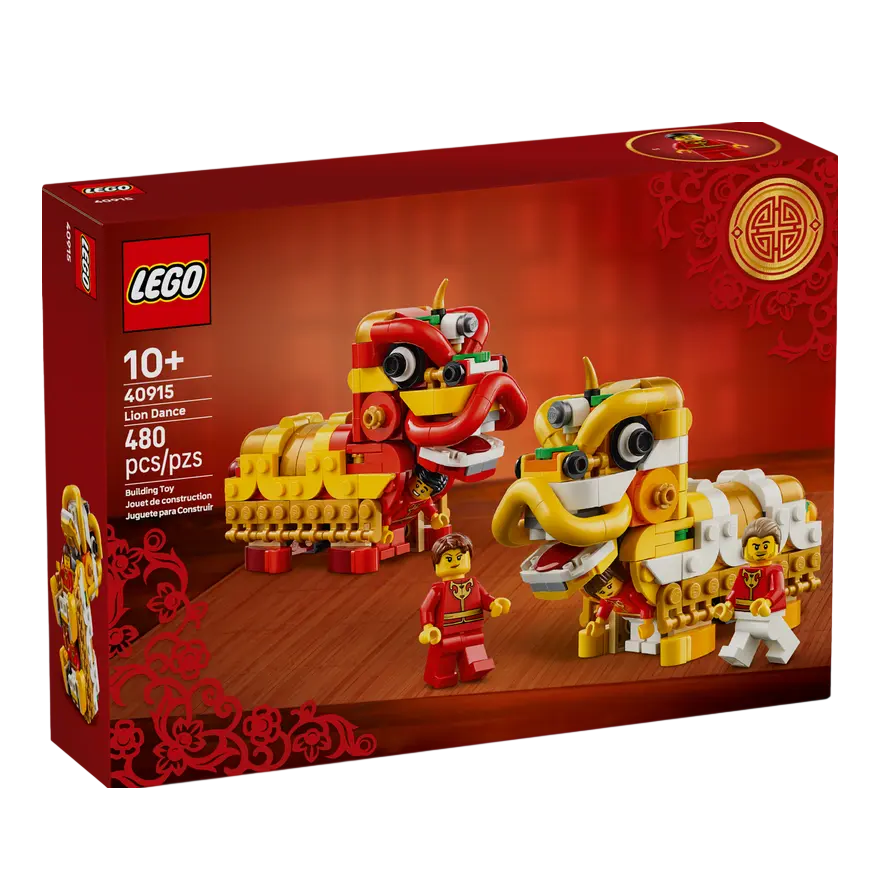 LEGO Lion Dance set 40915 met kleurrijke bouwstenen en minifiguren, aanbevolen voor kinderen van 10 jaar en ouder, 480 stuks.