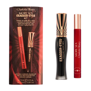Charlotte Tilbury More Sex Exagger-Eyes set met mascara en parfum voor volle wimpers.