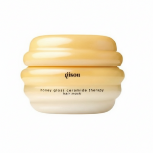 Gisou Honey Gloss Ceramide Therapy haarmasker in een elegante pot voor glanzend en gezond haar.