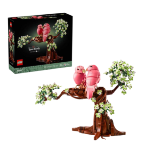 LEGO Love Birds set met een prachtige boom en schattige roze vogels. Perfect voor verzamelaars en liefhebbers.