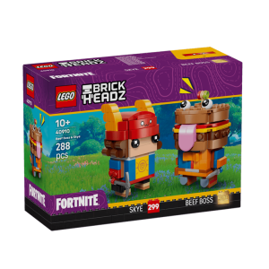 LEGO BrickHeadz set met Skye en Beef Boss uit Fortnite, 288 stukken, voor kinderen vanaf 10 jaar. Perfect voor verzamelaar!