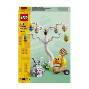 LEGO set 40808 met Pasen thema: een konijn, kuiken en een boom vol eieren voor kinderen vanaf 8 jaar.