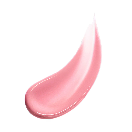 Romige, lichtroze make-up streak op witte achtergrond, ideaal voor een frisse, natuurlijke uitstraling.