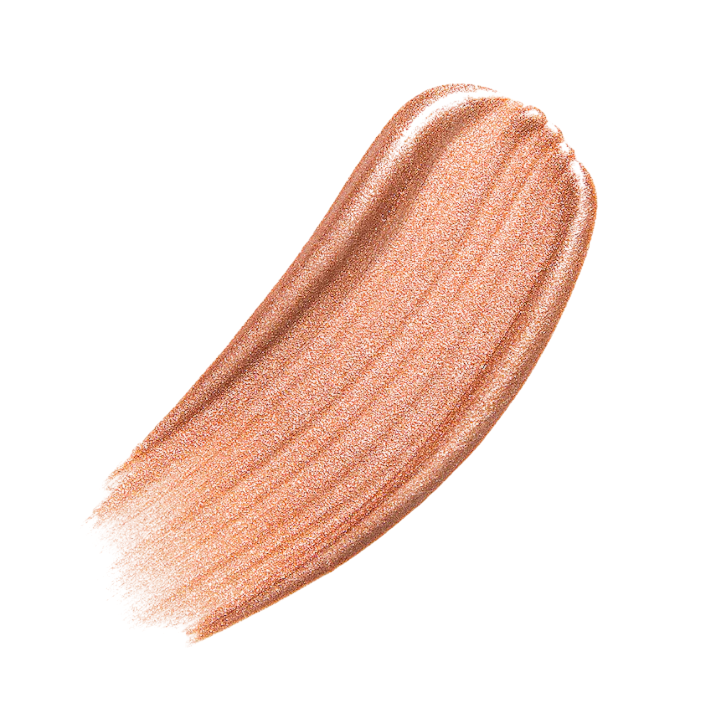 Glanzende bronzer swatch in warme, gouden tint voor een stralende huid. Perfect voor een zonnige look.