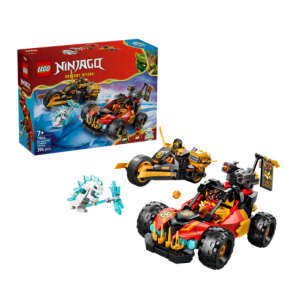 LEGO Ninjago set met voertuigen en figuren uit de serie, geschikt voor kinderen vanaf 7 jaar, 394 stukken.