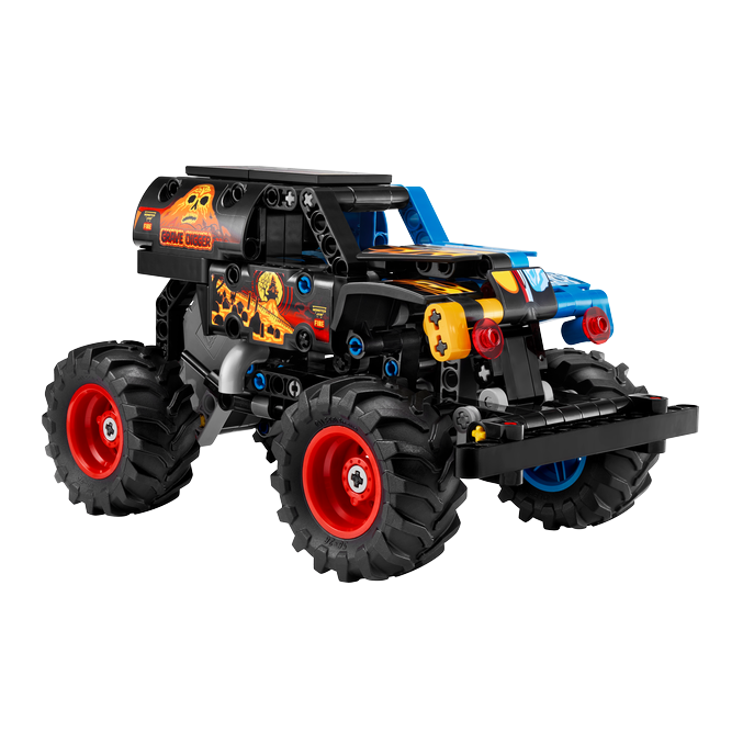 Monstertruck van bouwstenen met grote wielen en een opvallend ontwerp voor avontuurlijke ritten. Perfect voor kinderen!