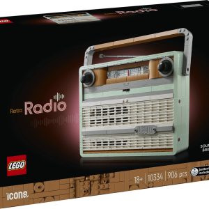 LEGO Retro Radio bouwset 10334 met 906 onderdelen, inclusief sound brick, voor 18 jaar en ouder.