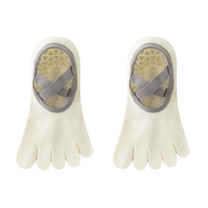 Pilates Sokken Antislip - Yoga Sokken met Tenen - Ballet Sok Dames - Licht Beige