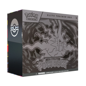 Alt-tekst: Pokémon Elite Trainer Box Mega Evolution Pitch Black, perfect voor Pokémon kaartspel liefhebbers.
