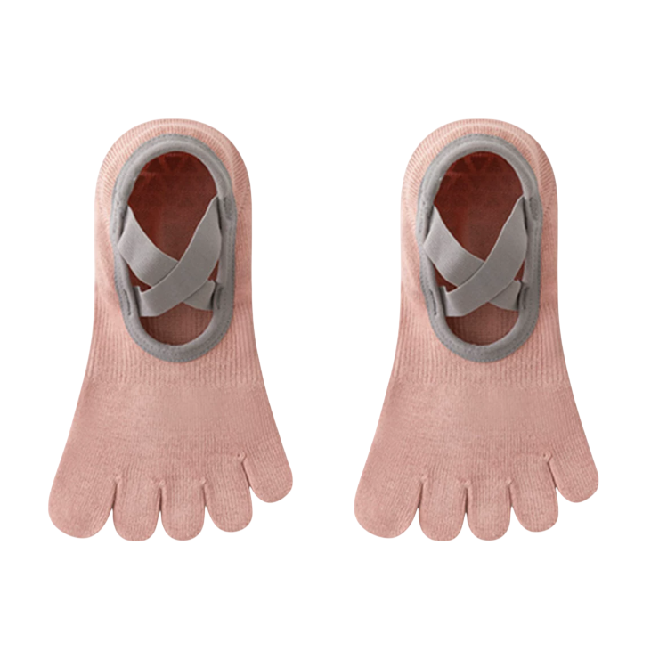 Pilates Sokken Antislip - Yoga Sokken met Tenen - Ballet Sok Dames - Roze