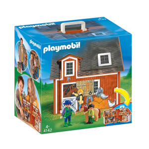 Playmobil boerderij speelgoeddoos met figuren en dieren, geschikt voor kinderen vanaf 4 jaar. Creatief speelplezier!