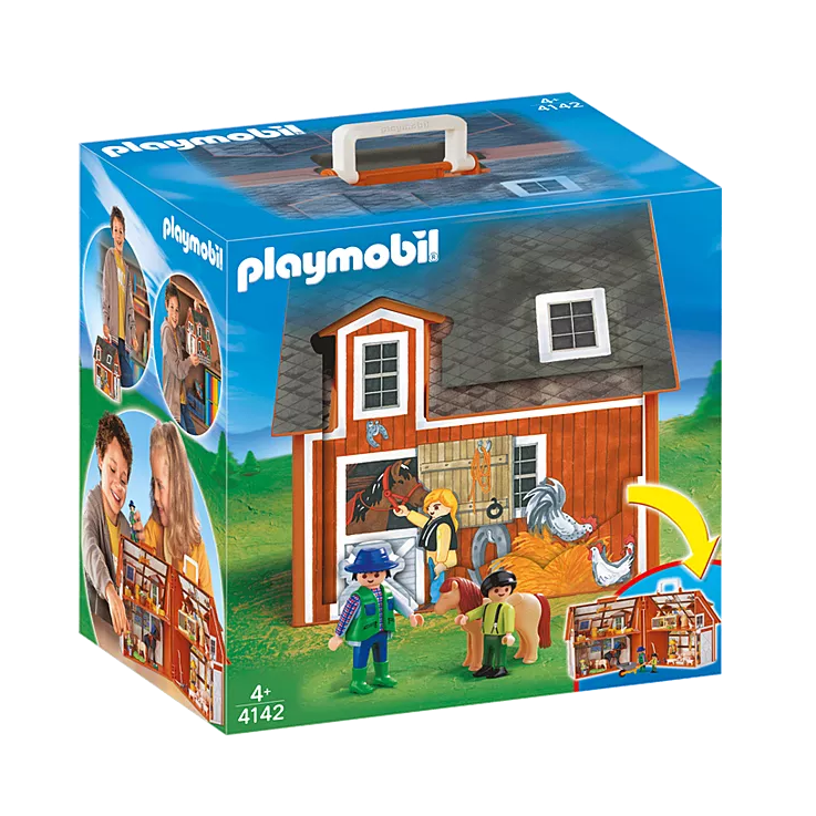 Playmobil boerderij speelgoeddoos met figuren en dieren, geschikt voor kinderen vanaf 4 jaar. Creatief speelplezier!