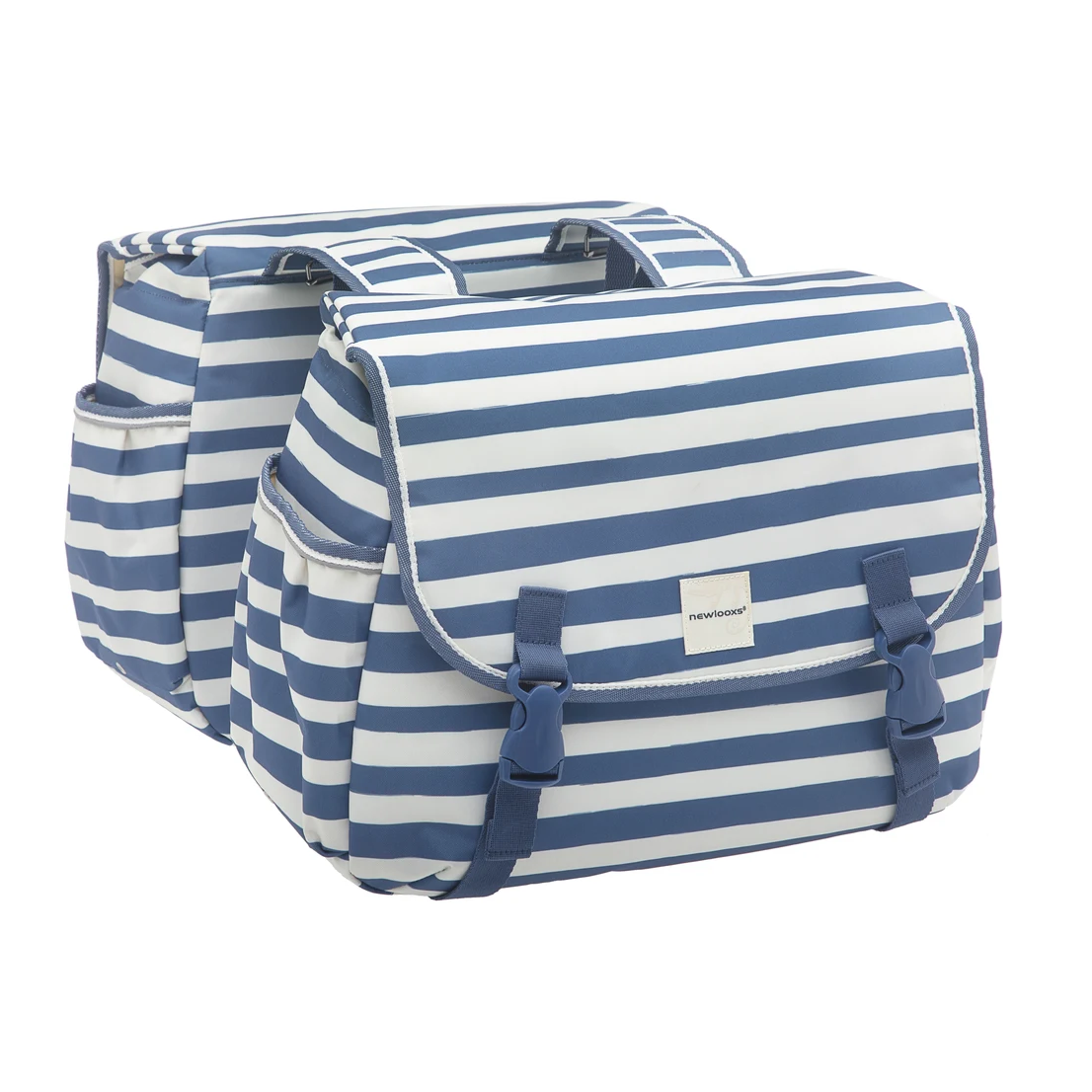 New Looxs - Joli Double Dubbele Fietstas - 34 liter - 38 x 29 x 16 cm (2x) - Blue Stripe - Afbeelding 2