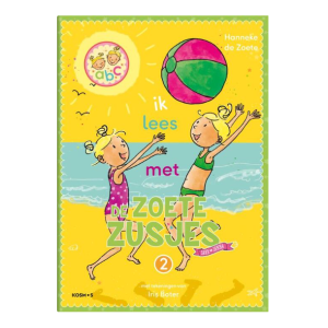 Omslag van het boek Ik lees met de Zoete Zusjes door Hanneke de Zoete, met vrolijke tekeningen en een strandthema.
