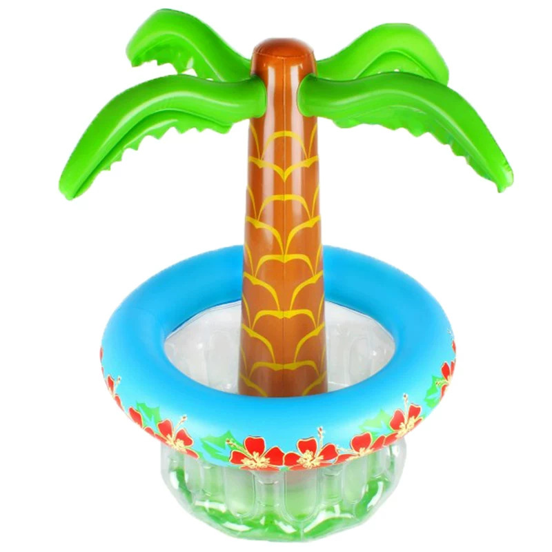 Opblaasbare palmboom met een kleurrijke ring, perfect voor een zomerse poolparty of als decoratie.